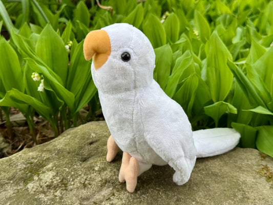 PRE-ORDER LIMITED EDITION Snowflake The 9" Albino Quaker Parrot Plush